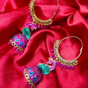 PEACOCK MEENA BALI EARRING